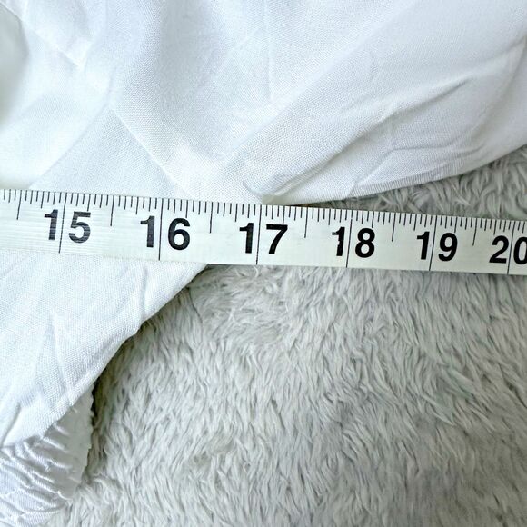 White Boho Maxi Dress XL Flutter Sleeve‎ Pockets Cutout Waist Tiered Cottagecore - Picture 7 of 15